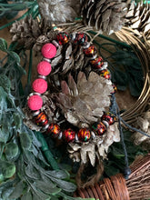 Load image into Gallery viewer, Rainbow Beads with Pink Lava Stones
